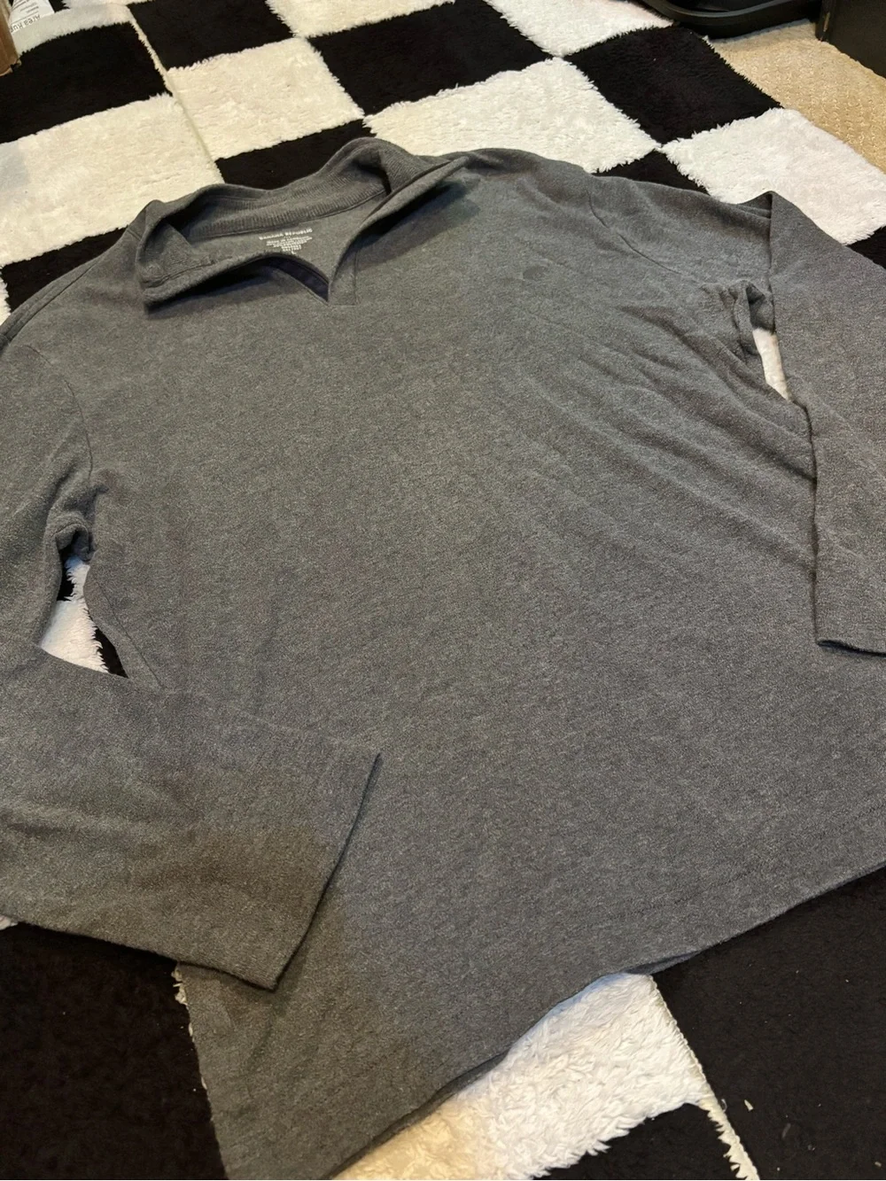 Banana Republic Gray Long-Sleeve Polo Knit